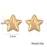 1 Pair Retro Simple Style Commute Pentagram Inlay Copper Zircon 18K Gold Plated Ear Studs main image 2