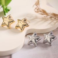 1 Pair Retro Simple Style Commute Pentagram Inlay Copper Zircon 18K Gold Plated Ear Studs main image 1