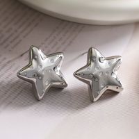 1 Pair Retro Simple Style Commute Pentagram Inlay Copper Zircon 18K Gold Plated Ear Studs main image 4
