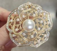 Retro Flower Alloy Plating Inlay Artificial Pearls Artificial Diamond Women's Brooches sku image 22