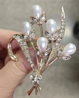 Retro Flower Alloy Plating Inlay Artificial Pearls Artificial Diamond Women's Brooches sku image 13