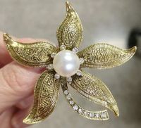 Retro Flower Alloy Plating Inlay Artificial Pearls Artificial Diamond Women's Brooches sku image 3
