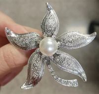 Retro Flor Aleación Enchapado Embutido Perlas Artificiales Diamante Artificial Mujeres Broches sku image 4