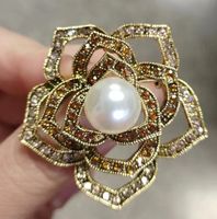 Retro Flower Alloy Plating Inlay Artificial Pearls Artificial Diamond Women's Brooches sku image 14