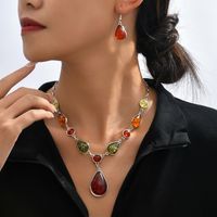 Glam Lady Heart Shape Alloy Inlay Resin Women's Earrings Necklace sku image 5