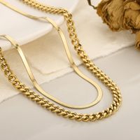 Rostfreier Stahl 18 Karat Vergoldet Einfacher Stil Einfarbig Doppellagige Halsketten main image 6