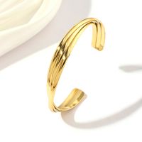 Natural Stone 18K Gold Plated Simple Style Roman Style Plating Solid Color Bangle main image 1