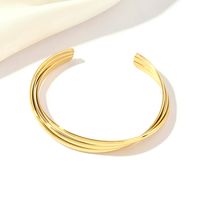 Natural Stone 18K Gold Plated Simple Style Roman Style Plating Solid Color Bangle main image 4