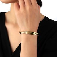 Natural Stone 18K Gold Plated Simple Style Roman Style Plating Solid Color Bangle main image 3