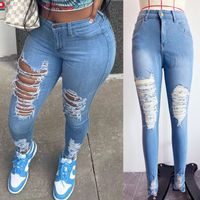 Women's Holiday Daily Streetwear Solid Color Full Length Ripped Jeans main image 5