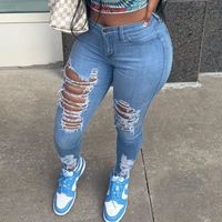 Women's Holiday Daily Streetwear Solid Color Full Length Ripped Jeans main image 4