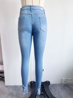 Femmes Vacances Du Quotidien Vêtement De Rue Couleur Unie Toute La Longueur Déchiré Jeans main image 2