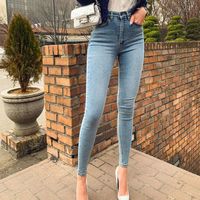 Women's Holiday Daily Simple Style Classic Style Solid Color Full Length Washed Jeans main image 3