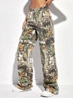 Women's Holiday Daily Simple Style Classic Style Color Block Full Length Printing Pocket Cargo Pants main image 4