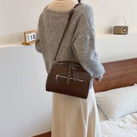 Women's Small Pu Leather Solid Color Vintage Style Square Zipper Box Bag Box Bag sku image 3