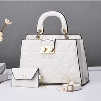 Women's Medium Pu Leather Geometric Solid Color Elegant Zipper Bag Sets sku image 1