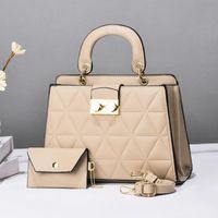Women's Medium Pu Leather Geometric Solid Color Elegant Zipper Bag Sets sku image 6