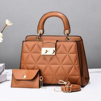 Women's Medium Pu Leather Geometric Solid Color Elegant Zipper Bag Sets sku image 5