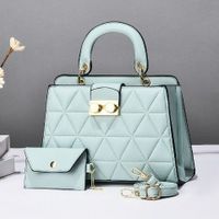 Women's Medium Pu Leather Geometric Solid Color Elegant Zipper Bag Sets sku image 7