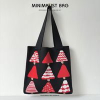 Women's Large Polyester Christmas Tree Cute Open Handbag sku image 1