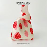 Women's Medium Polyester Strawberry Cute Open Handbag sku image 6