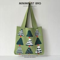 Women's Large Polyester Christmas Tree Cute Open Handbag sku image 3