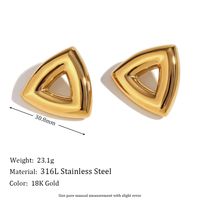 1 Pair Simple Style Classic Style Triangle Hollow Out Stainless Steel 18K Gold Plated Ear Studs main image 2