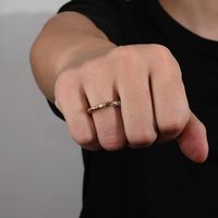 304 Stainless Steel 18K Gold Plated Vintage Style Simple Style Plating Color Block Open Rings main image 3