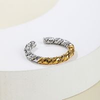 304 Stainless Steel 18K Gold Plated Vintage Style Simple Style Plating Color Block Open Rings main image 2