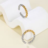 304 Stainless Steel 18K Gold Plated Vintage Style Simple Style Plating Color Block Open Rings main image 5