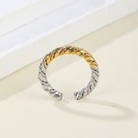 304 Stainless Steel 18K Gold Plated Vintage Style Simple Style Plating Color Block Open Rings main image 4