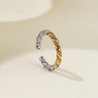 304 Stainless Steel 18K Gold Plated Vintage Style Simple Style Plating Color Block Open Rings main image 6