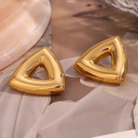 1 Pair Simple Style Classic Style Triangle Hollow Out Stainless Steel 18K Gold Plated Ear Studs main image 3