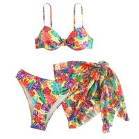 Women's Elegant Lady Printing Color Block 3 Pieces Set Bikinis Swimwear main image 4