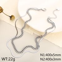 Rostfreier Stahl 18 Karat Vergoldet Einfacher Stil Einfarbig Doppellagige Halsketten sku image 1