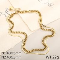 Rostfreier Stahl 18 Karat Vergoldet Einfacher Stil Einfarbig Doppellagige Halsketten sku image 2