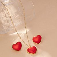 Elegant Glam Luxurious Heart Shape Ferroalloy Inlay Acrylic Women's Jewelry Set main image 4