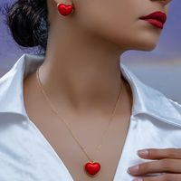Elegant Glam Luxurious Heart Shape Ferroalloy Inlay Acrylic Women's Jewelry Set main image 3