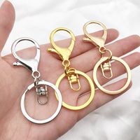 Wholesale Keychain Ring Chain Metal Pendant Snap Hook Door Latch Lobster Buckle Three-Piece Set Color Retention Plated Diy Ornament Accessories main image 2