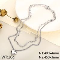 Stainless Steel Titanium Steel 18K Gold Plated Casual Modern Style Plating Heart Shape Layered Necklaces sku image 1