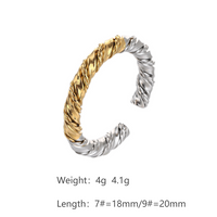 304 Stainless Steel 18K Gold Plated Vintage Style Simple Style Plating Color Block Open Rings main image 7