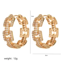 1 Pair Elegant Simple Style Geometric Polishing Copper Zircon 18K Gold Plated Hoop Earrings main image 2