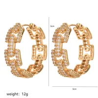 1 Paire Élégant Style Simple Géométrique Polissage Le Cuivre Zircon Plaqué Or 18K Boucles D'oreilles Cerceau main image 2