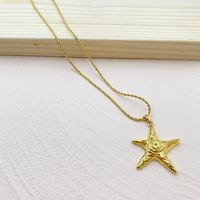 Stainless Steel 18K Gold Plated Vintage Style Simple Style Star Heart Shape Pendant Necklace main image 5