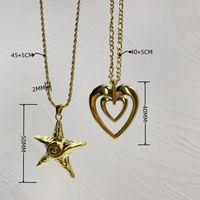 Acero Inoxidable Chapados en oro de 18k Estilo Vintage Estilo Simple Estrella Forma De Corazón Collar Colgante main image 2