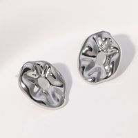 1 Pair Retro French Style Simple Style Irregular Hollow Out 304 Stainless Steel 18K Gold Plated Ear Studs main image 5