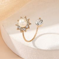 Wholesale Jewelry Elegant Lady Classic Style Geometric Alloy Artificial Pearls Rhinestones Inlay Open Rings main image 4