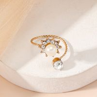 Wholesale Jewelry Elegant Lady Classic Style Geometric Alloy Artificial Pearls Rhinestones Inlay Open Rings main image 3