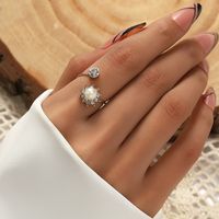 Wholesale Jewelry Elegant Lady Classic Style Geometric Alloy Artificial Pearls Rhinestones Inlay Open Rings main image 1