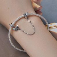 Silver Ziyun Original Butterfly Silicone Positioning Safety Chain Accessories Simple Light Luxury Style S925 Sterling Silver Bracelet Beaded main image 3